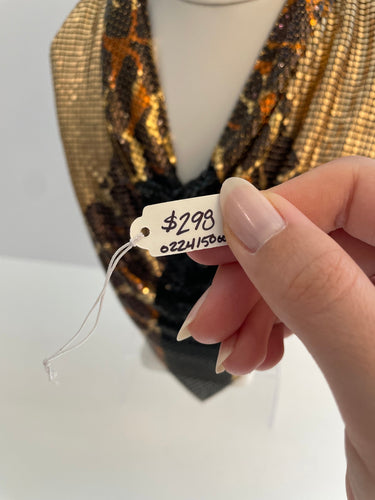 Ferrara Gold Cheetah Bib Devil's Details